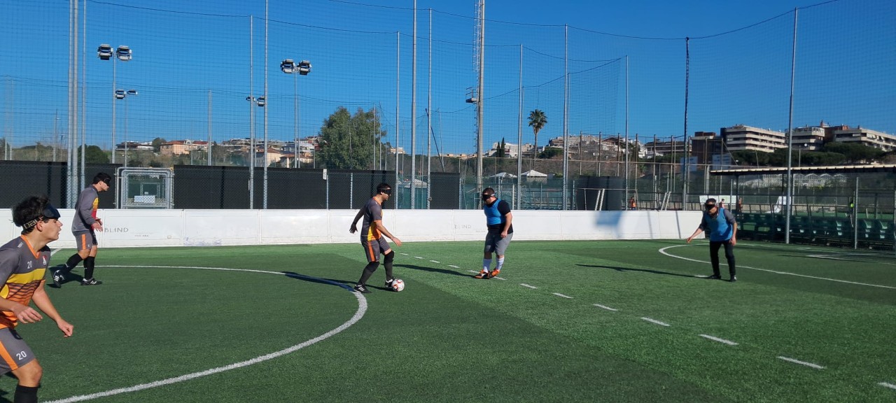 L'allenamento della Roma Blind Football. Foto Il Catenaccio